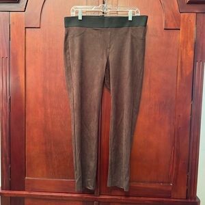 Karen Kane Pants Faux Suede Pull on Stretch Chocolate Brown Butter Soft Size L